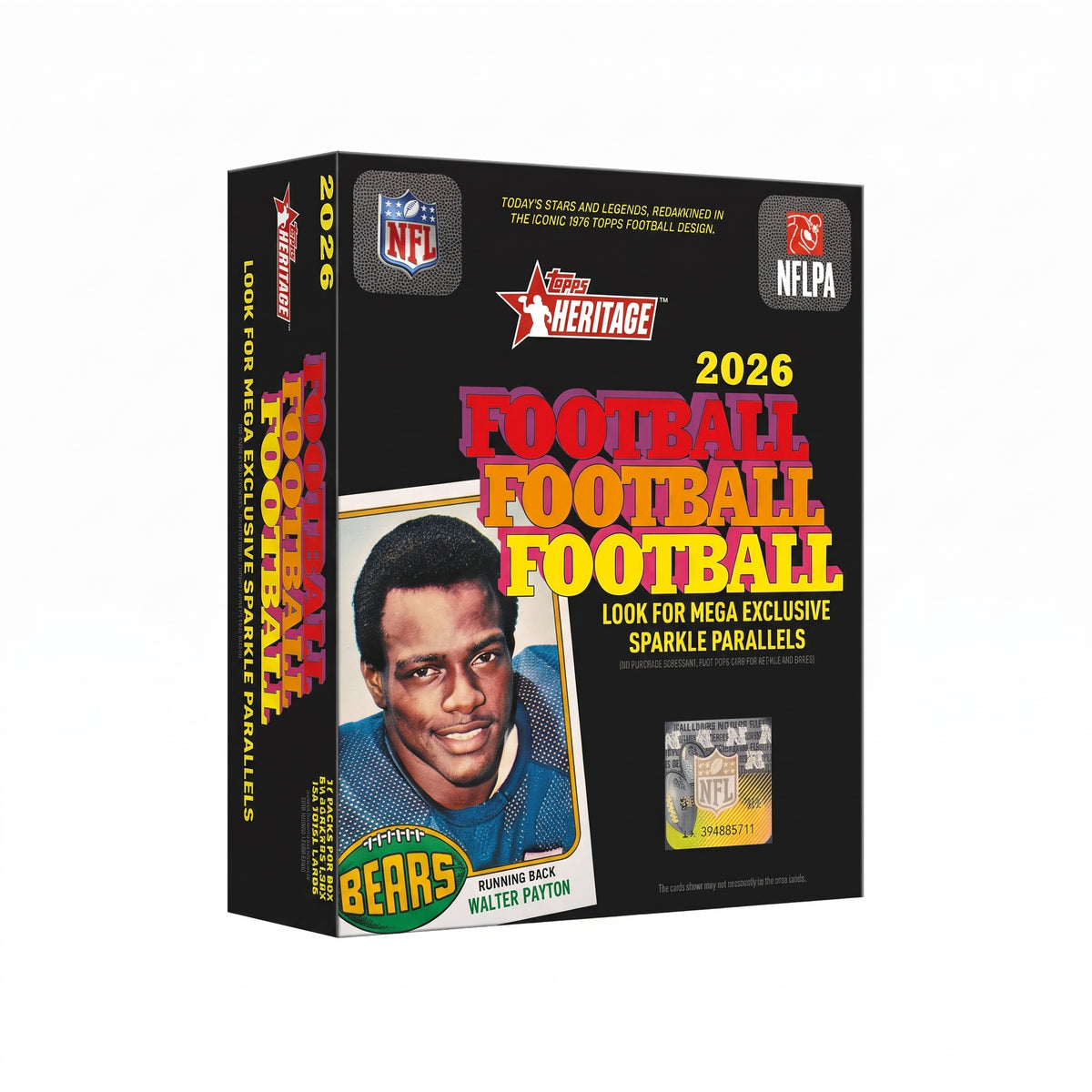 Topps 2026 NFL Heritage Football Mega Box (17 Packs - 136 Cards) - 1976 Retro Design
